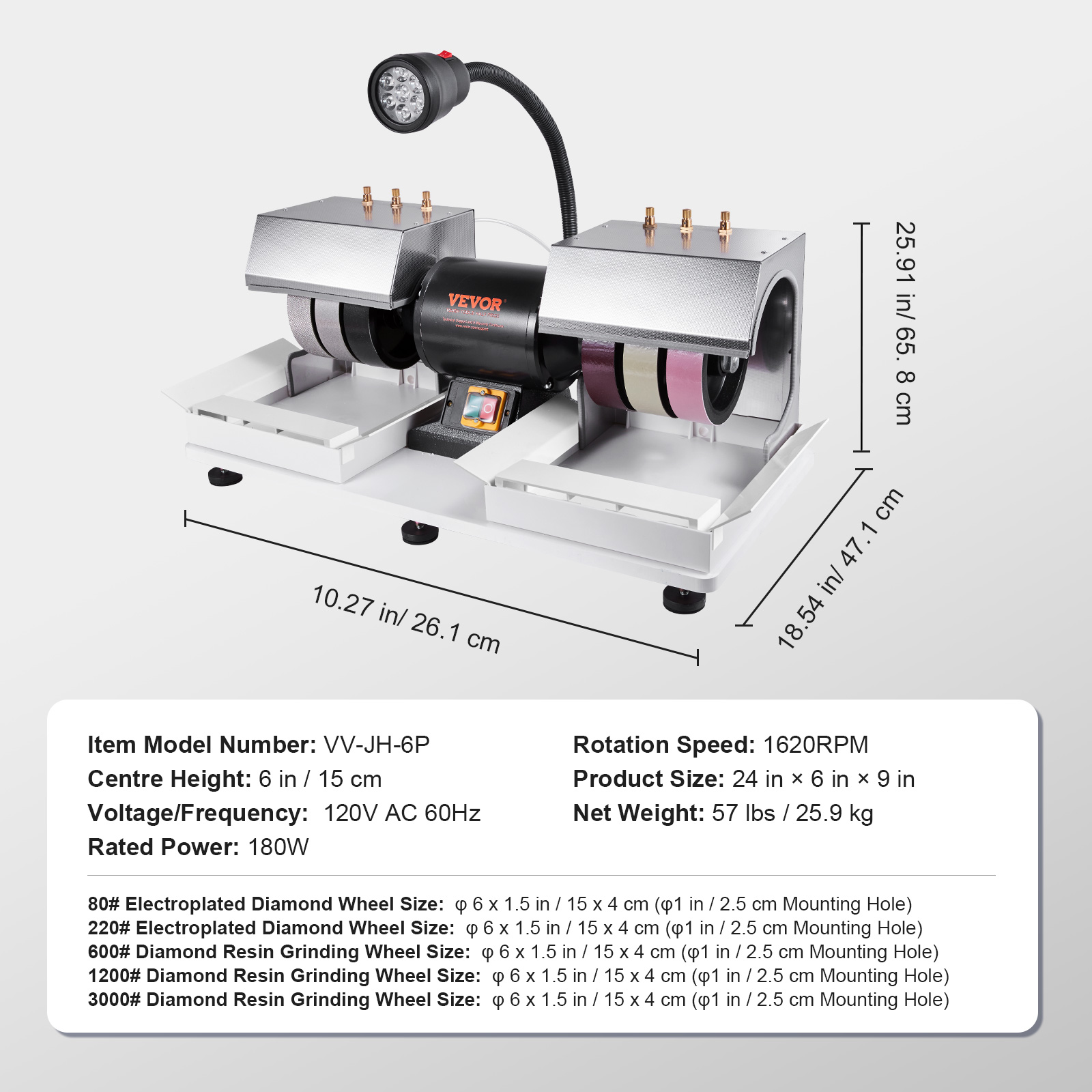 6 Inch 2HP 1800RPM Lapidary Ca - огляд і ціна Lapidary Grinder Cabbing Machine