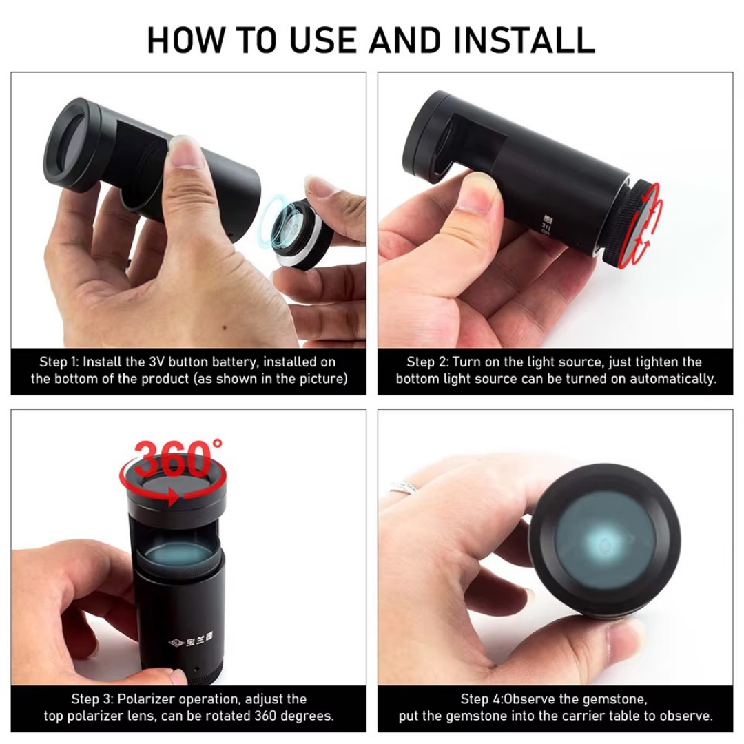 PHYHOO Handheld LED Polariscop - огляд і ціна Gemstone Identification Kit